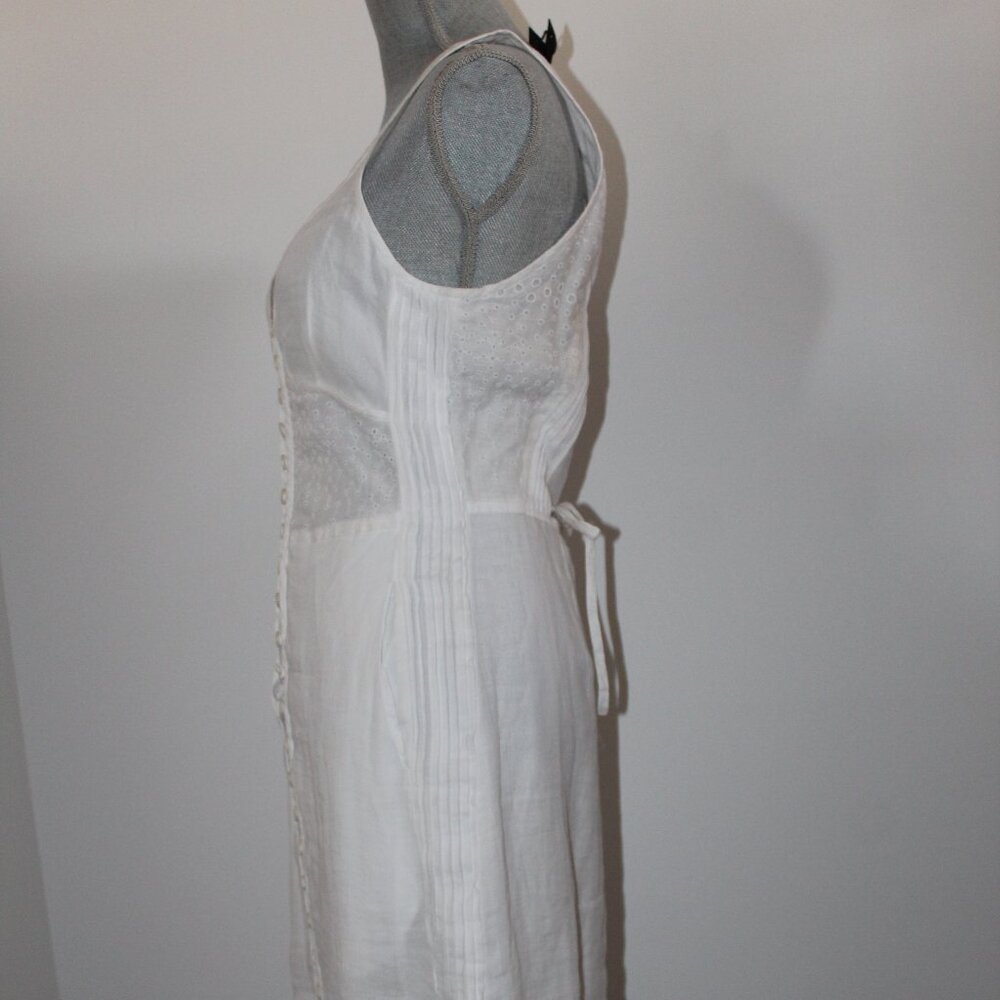 rag & bone Cream Lace-Trim Button-Front Midi Dress - Picture 4 of 8